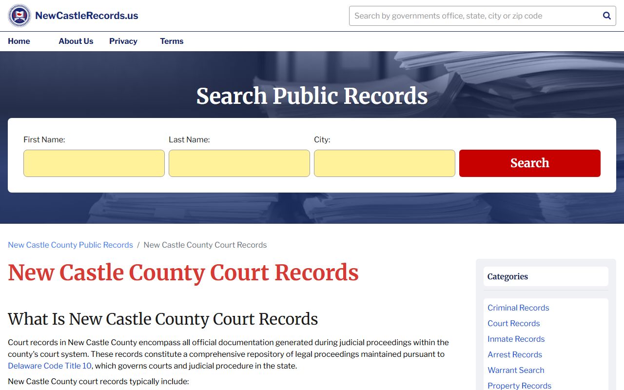 New Castle County Traffic Ticket Records - Court System Overview