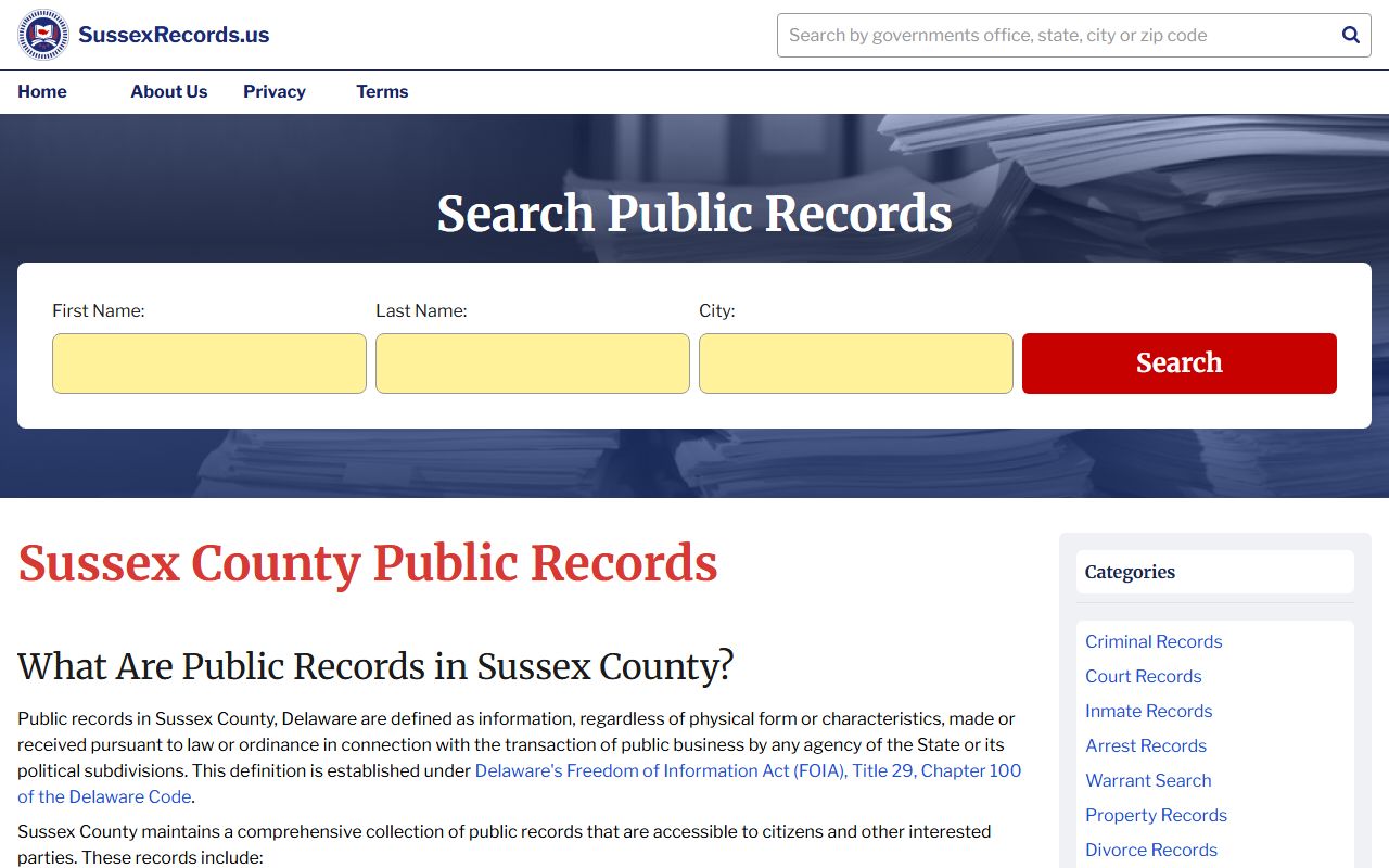 Sussex County Traffic Ticket Records - Sussex County Records Access
