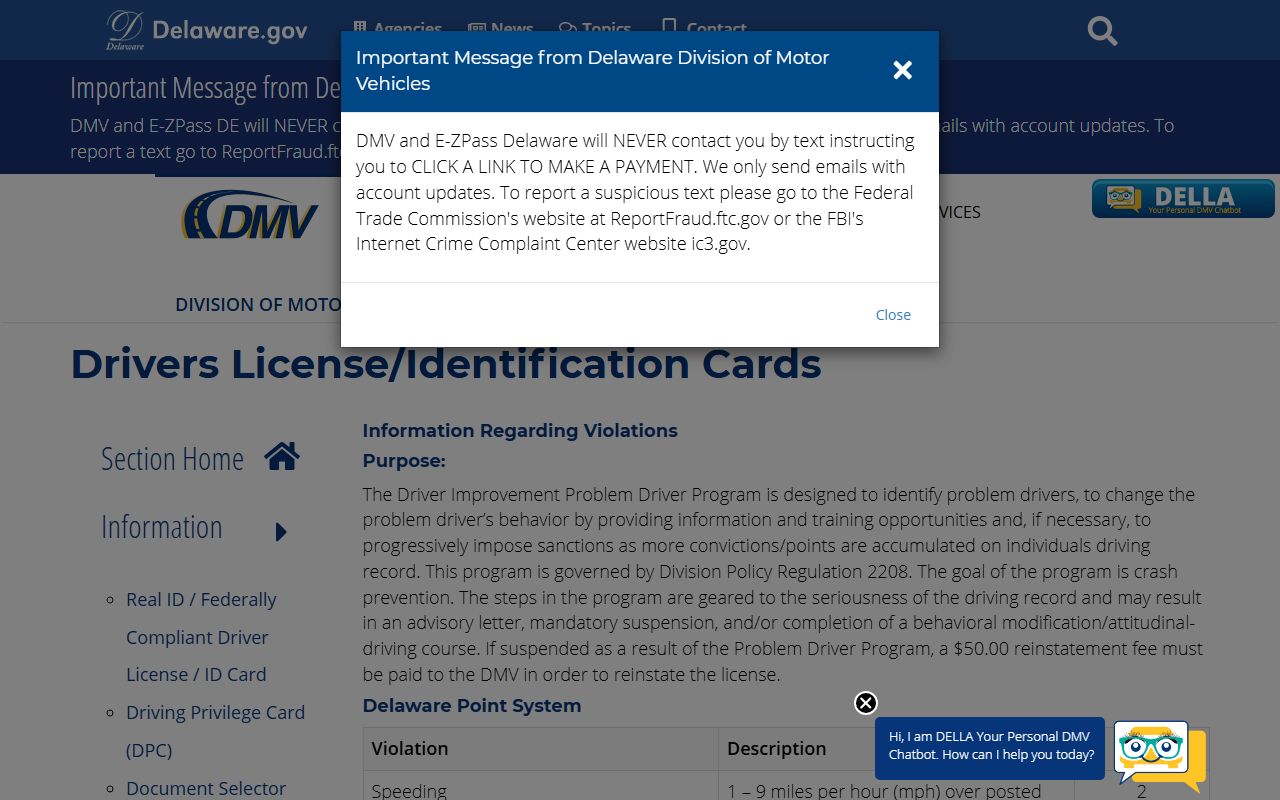 Delaware Traffic Ticket Records - DMV Driver Improvement Program