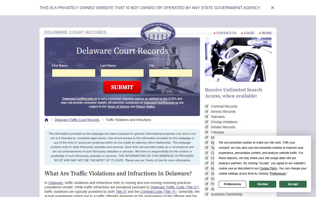 Delaware Traffic Ticket Records - DUI and DWI Violations and Penalties