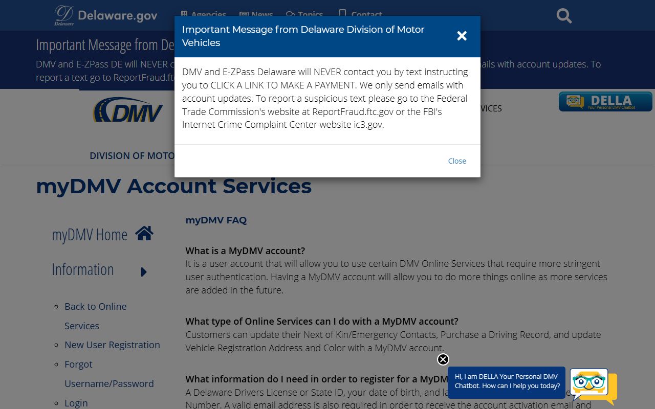 Delaware Traffic Ticket Records - MyDMV Account Services